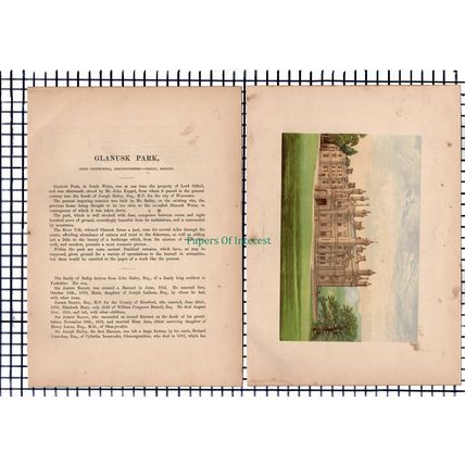 (6684) Glanusk Park Crickhowell - c.1880 Print & Article - Marks Are Present!