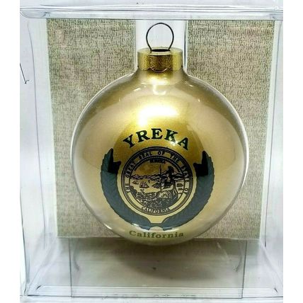 Yreka Ca. Gold-Tone Christmas Ornament Siskiyou County Classic Collectors (G22)