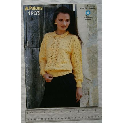 1989 Patons 3973 sweater, 4 ply