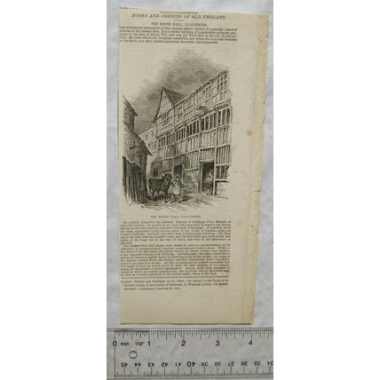 1847 engraving The Booth Hall, Gloucester - Nooks & Corners of Old England