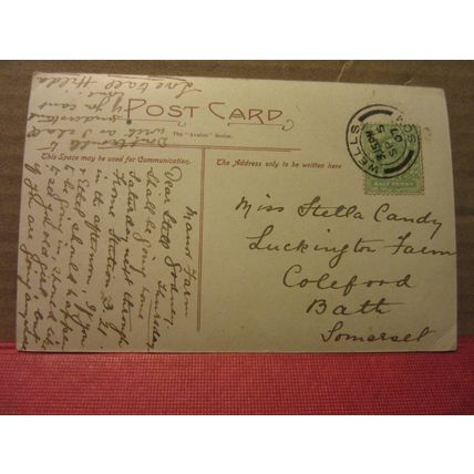 GLASTONBURY ABBEY, west, Somerset. used antique postcard Frith 1907 pm #