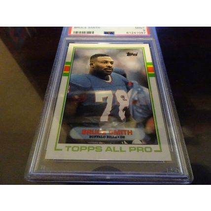 1989 Topps Football Card # 044 Bruce Smith PSA Mint (9) Buffalo Bills