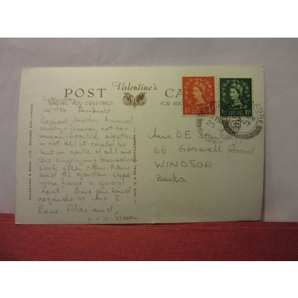 TENBY, PEMBROKESHIRE, WALES used vintage postcard RP 1954 pm /