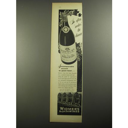 1956 Widmer's New York State Burgundy Ad - So often makes the dinner