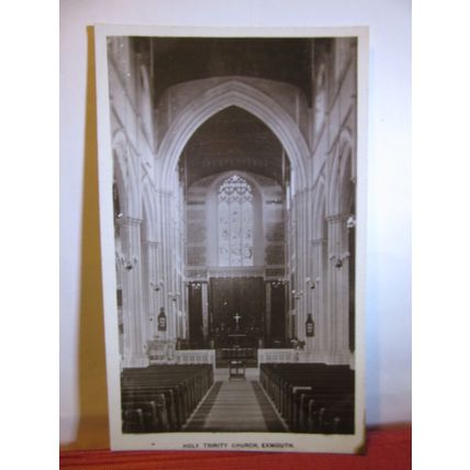 TRINITY CHURCH, EXMOUTH, DEVON unused antique postcard RP by R E Holden local =