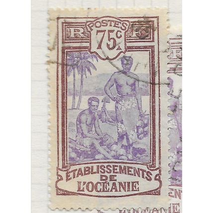 POLYNESIA OCEANIC SETTLEMENTS 1913 FRENCH FRANCE KANAKAS 75c