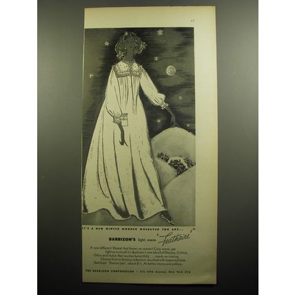 1957 Barbizon Feathaire Donnie Lee Nightgown Ad - It's a new winter wonder