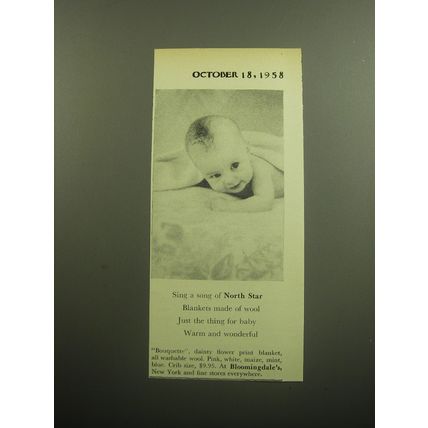 1958 North Star Bouquette Blanket Ad - Sing a song of North Star Blankets
