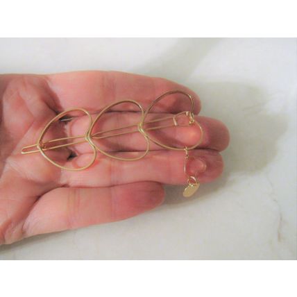 Gold metal heart shaped hair clip clamp barrette snap clip