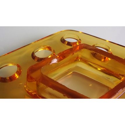 Bagley Art Deco Amber Glass Stem Holder For "Wyndham" Vase.