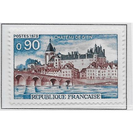 FRANCE 1973 USED TOURISM CHATEAU DE GIEN BRIDGE RIVER VIEW no pmk or gum