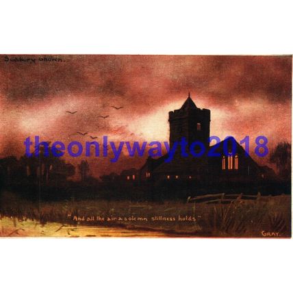 Sudbury Church, All the Air a Solemn Stillness Holds, Oilograph Postcard 1905