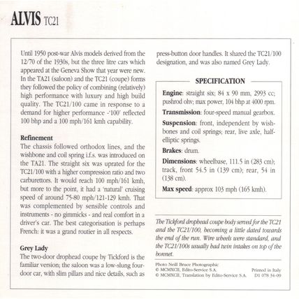 Collectors Club Classic Cars. Alvis TC21