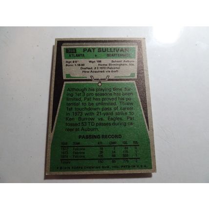 1975 Topps Football Card # 358 Pat Sullivan VG-Ex (4) Atlanta Falcons