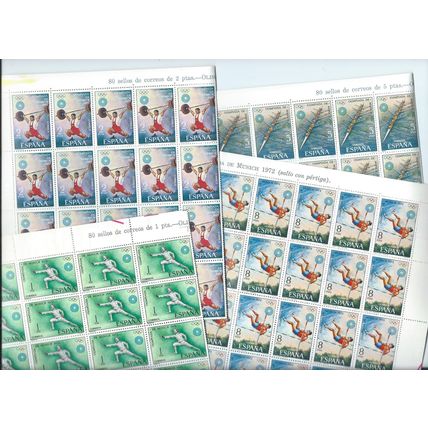 Spain stamps. 1972 Munich Olympic Games MNH full sheets of 80 MNH (AL754)