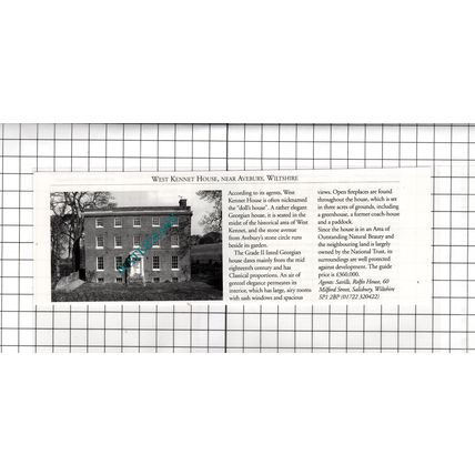 West Kennet House Avebury Wiltshire House Sale Advert - 1995 Cutting