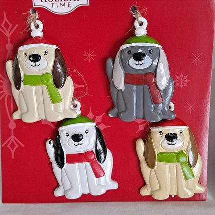 Lot 7 DOG Christmas ORNAMENTS Holiday Time Puppy 2" Holiday Decor