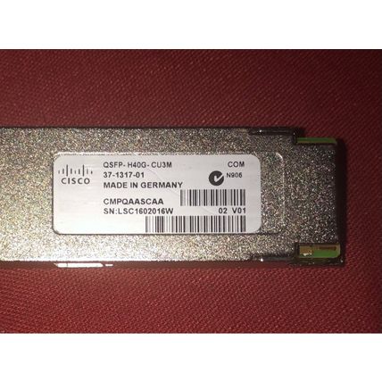 QSFP-H40G-CU3M (37-1317-01) CISCO 40GBASE-CR4 QSFP DAC, 3M, PASSIVE