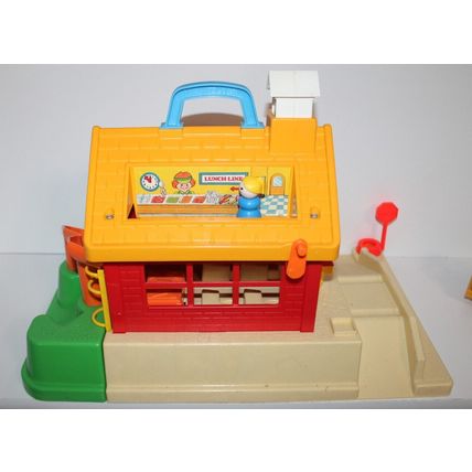 VTG Fisher Price Little People School House Playground Bus 80s Toys 2550 Set