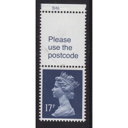 X911 17p Deep Blue RIGHT BAND Unmounted Mint GB Machin