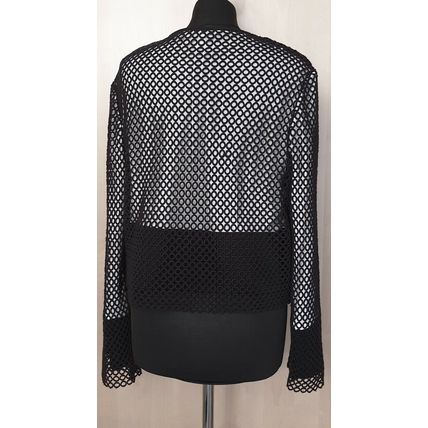 Black Eyelet Cotton Lace Evening Jacket 16 UK
