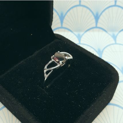 Natural Almandine Garnet 925 Sterling Silver Solitaire Ring with Box