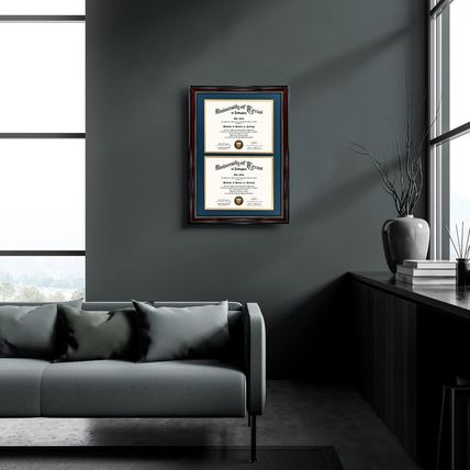 Graduationmall 14X20 Double Diploma Frame, Display 8.5X11 Certificate with Navy