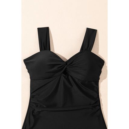 Black Cut out Twist Bowknot Backless One Piece Swimsuit