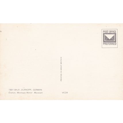 ED 66 1901 8HP DURKOPP. GERMAN, PRINTED POSTCARD, VC24
