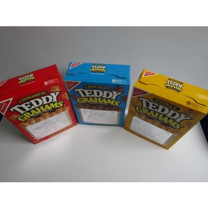 Nabisco 1990s Teddy Grahams Snacks Boxes & Set of 3 Teddy Holograms Grahams