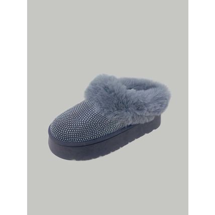 WILD DIVA Embellished Faux Fur Platform Booties