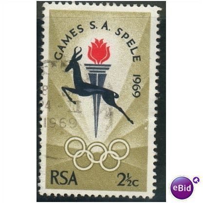 South Africa 1969 - SG 278 - 2&1/2c Springbok, Olympic Torch - used
