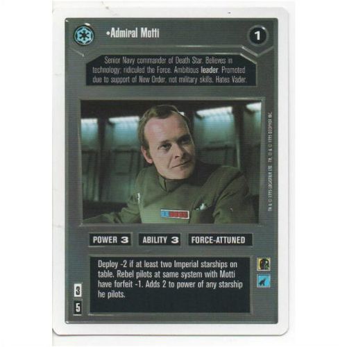 CCG - STAR WARS - PREMIERE UNLIMITED - ADMIRAL MOTTI (1995) RARE