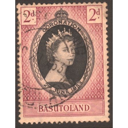 Basutoland 1953 - SG42 - 2d black /purple - Queen Elizabeth 11 Coronation - used