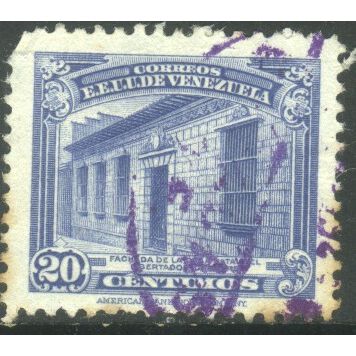 Venezuela 1940 - SG621 - 20c blue - House Where Bolivar Was Born - used