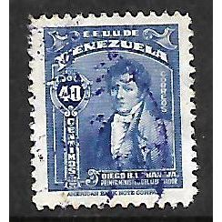 VENEZUELA 1940 INDEPENDENCE ISSUE 40c BLUE DIEGO URBANEJA SG 605 FINE USED#