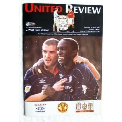 2000 programme Manchester United v. West Ham United