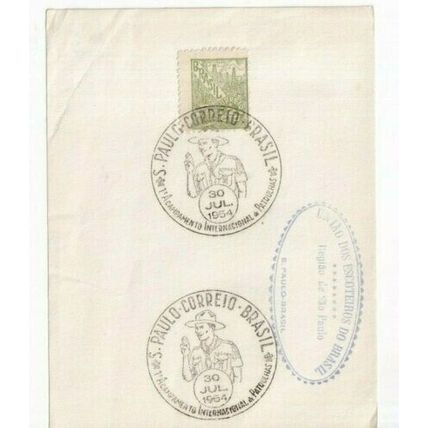 Brazil 1954 Campamento Internacional cover on piece unaddressed VGC