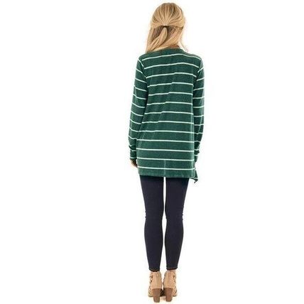 Women's Casual Long Sleeve Striped Knit Cardigan