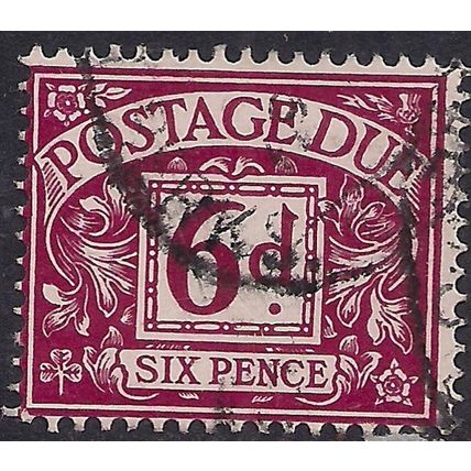 GB 1959 - 63 QE2 6d Purple Postage Due used Wmk 179 SG D63 ( 561 )