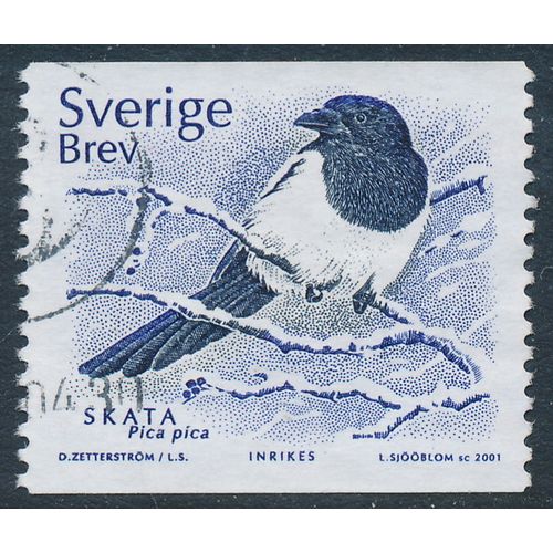 Sweden Facit 2239/Scott 2410, (5Kr) Magpie Pica Pica, F-VF used stamp