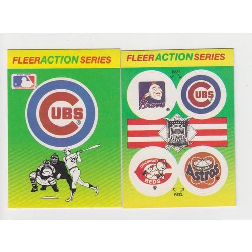 Two 1990 Fleer Action Series Chicago Cubs Team Logo Stickers cards