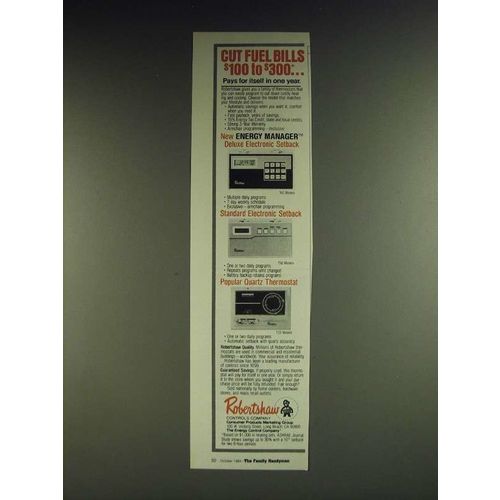 1984 Robertshaw Thermostat Ad - T60, T50 and T33 Models