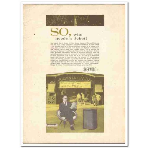 SHERWOOD ELECTRONIC LABS INC 1961 SR-3 speaker Ed S Miller vintage ad
