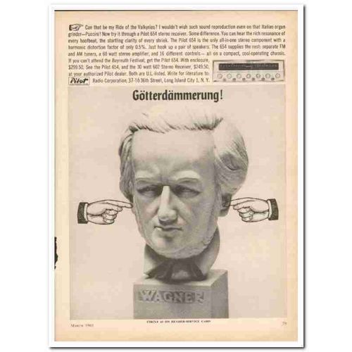 PILOT RADIO CORP 1961 Wagner model 654 FM Stereo Receiver vintage ad