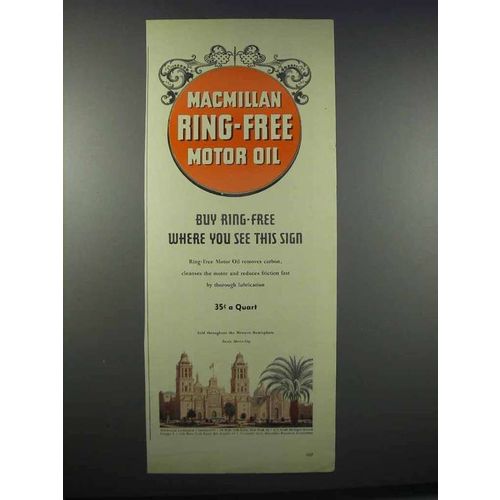 1945 Large Macmillan Ring-Free Motor Oil Ad