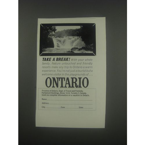 1962 Ontario Canada Ad - Take a break