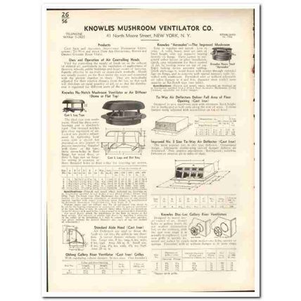 Knowles Mushroom Ventilator Company 1935 vintage heating catalog vents