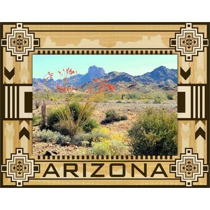 Arizona Southwestern Style Laser Engraved Wood Picture Frame Landscape (5 x 7)