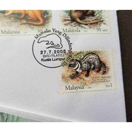 Malaysia Protected Mammals III 2005 Porcupine Wildlife Otter Civet (FDC) *toning